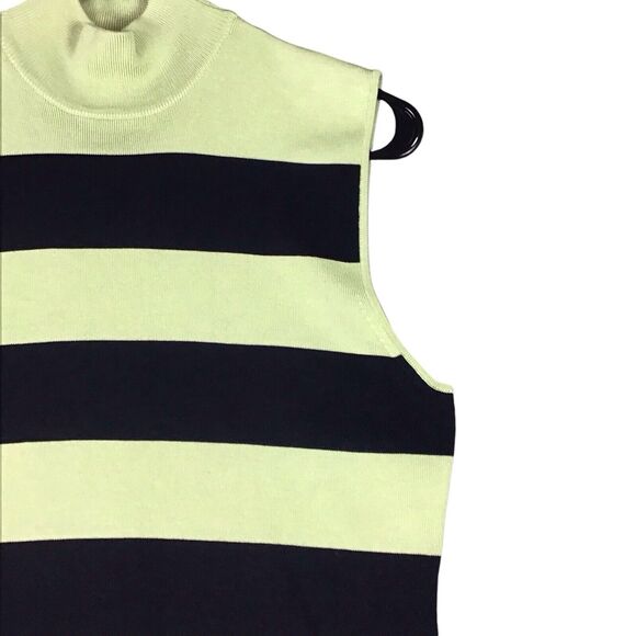 Carlisle Women’s XL Sleeveless Striped Mock Neck Top Green Black Silk Blend - Picture 6 of 9